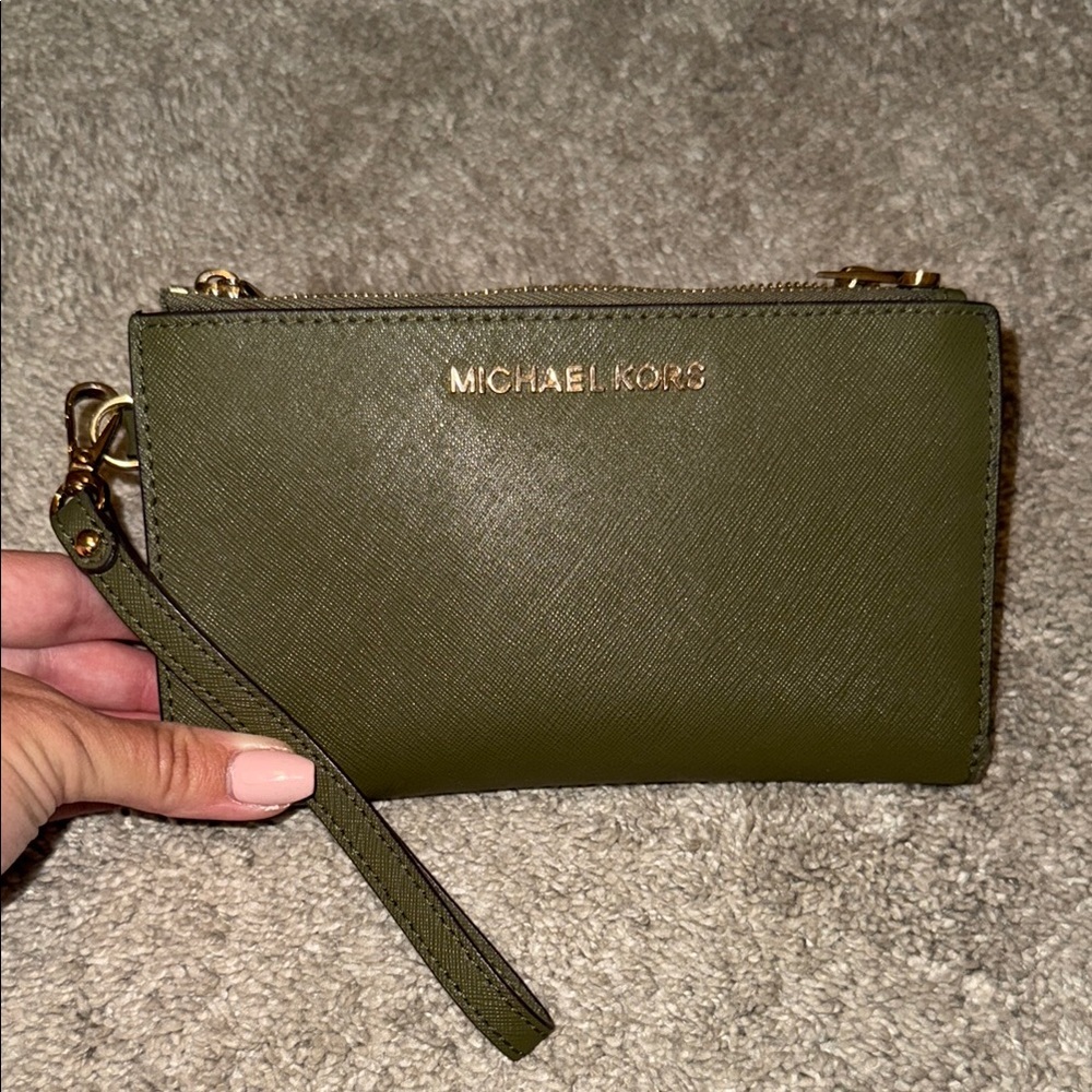 Michael Kors Olive Green Wristlet